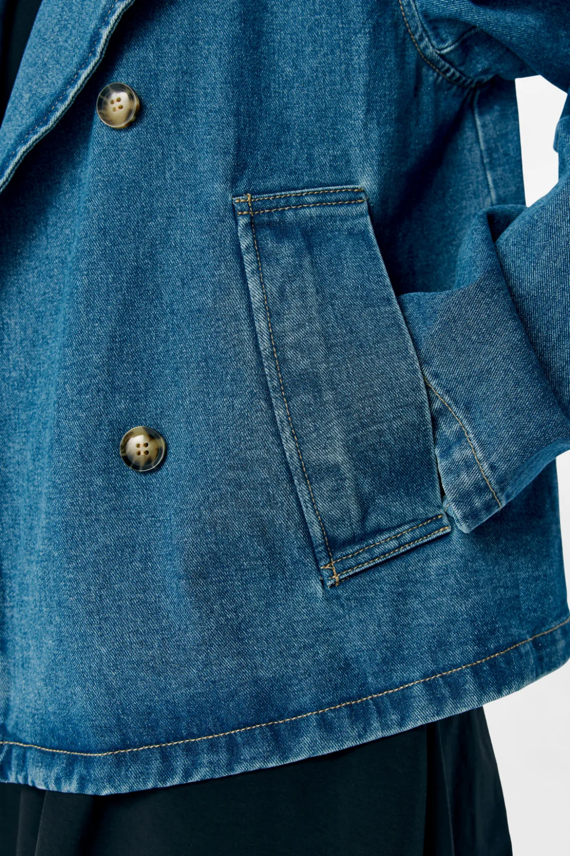 Tilla Gro L/S Denimjakke - Medium blå denim