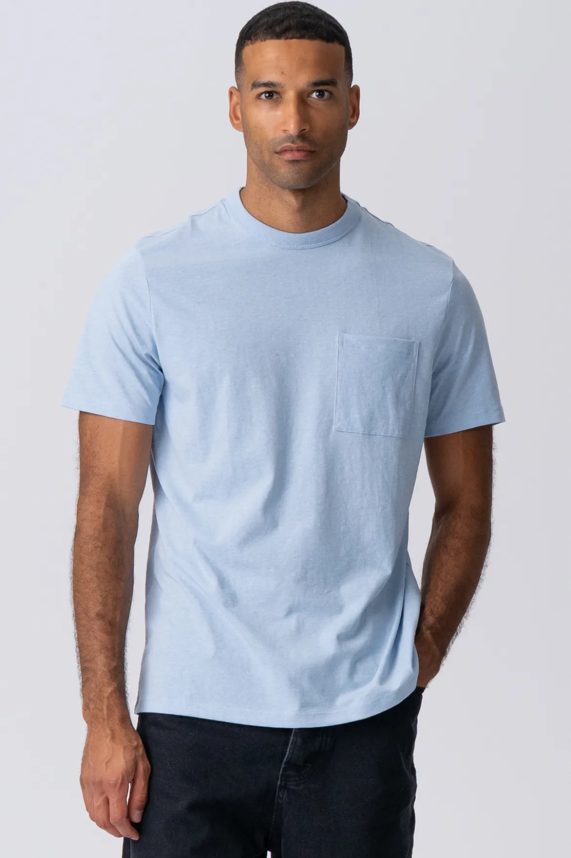 T-shirt Med Lomme - Lyseblå