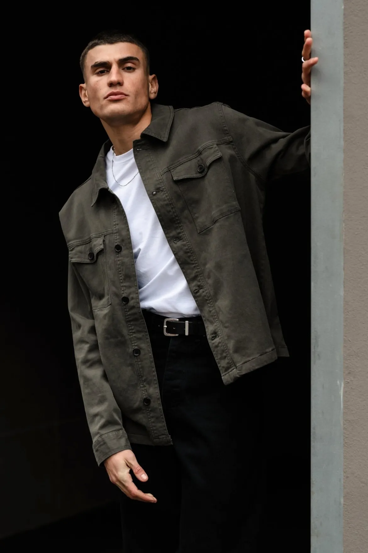 Twill Overshirt - Mørk Oliven