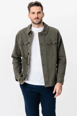 Twill Overshirt - Mørk Oliven