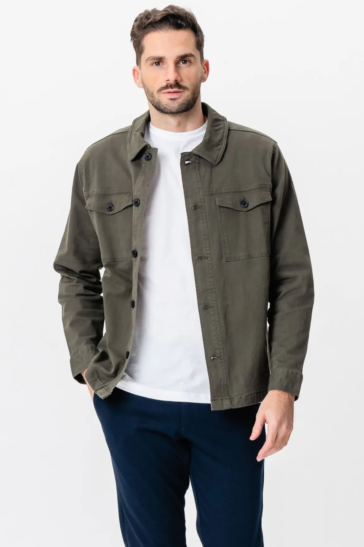 Twill Overshirt - Mørk Oliven