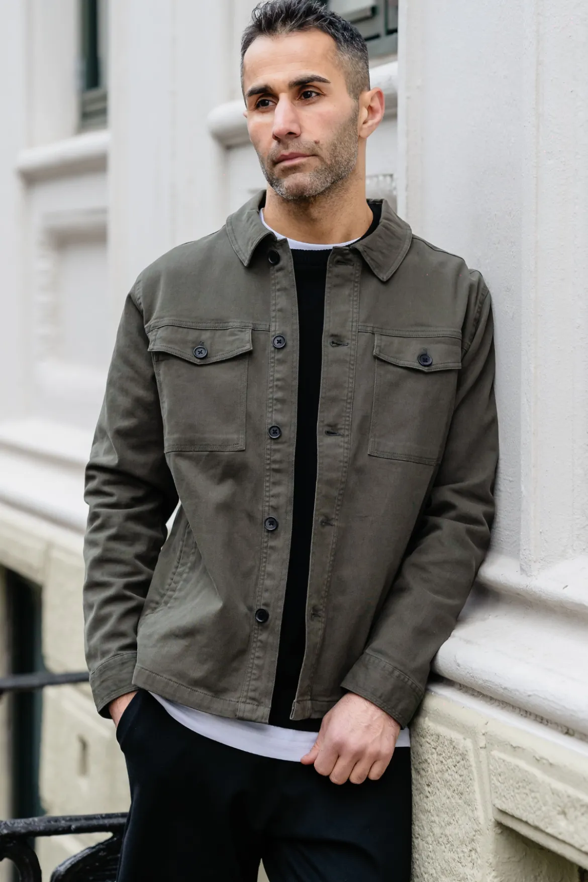 Twill Overshirt - Mørk Oliven