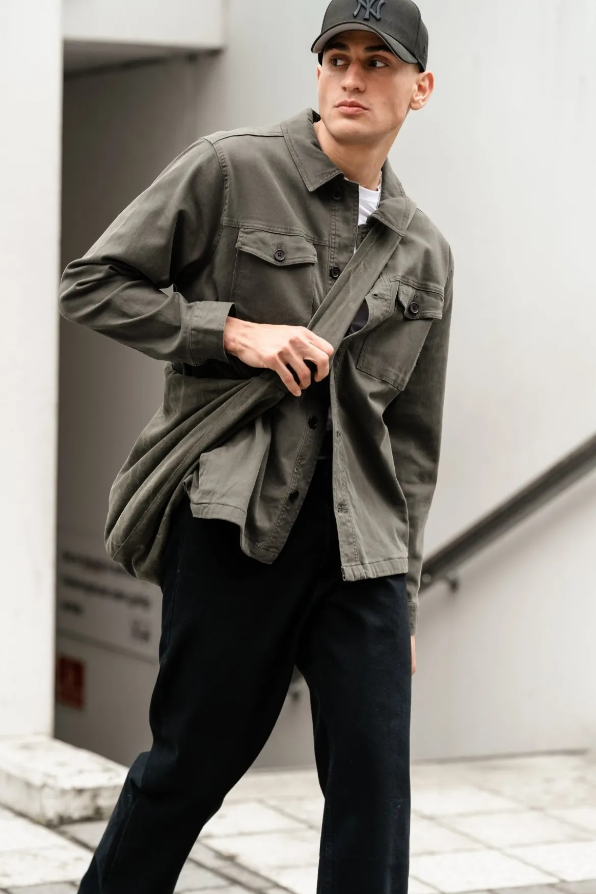 Twill Overshirt - Mørk Oliven