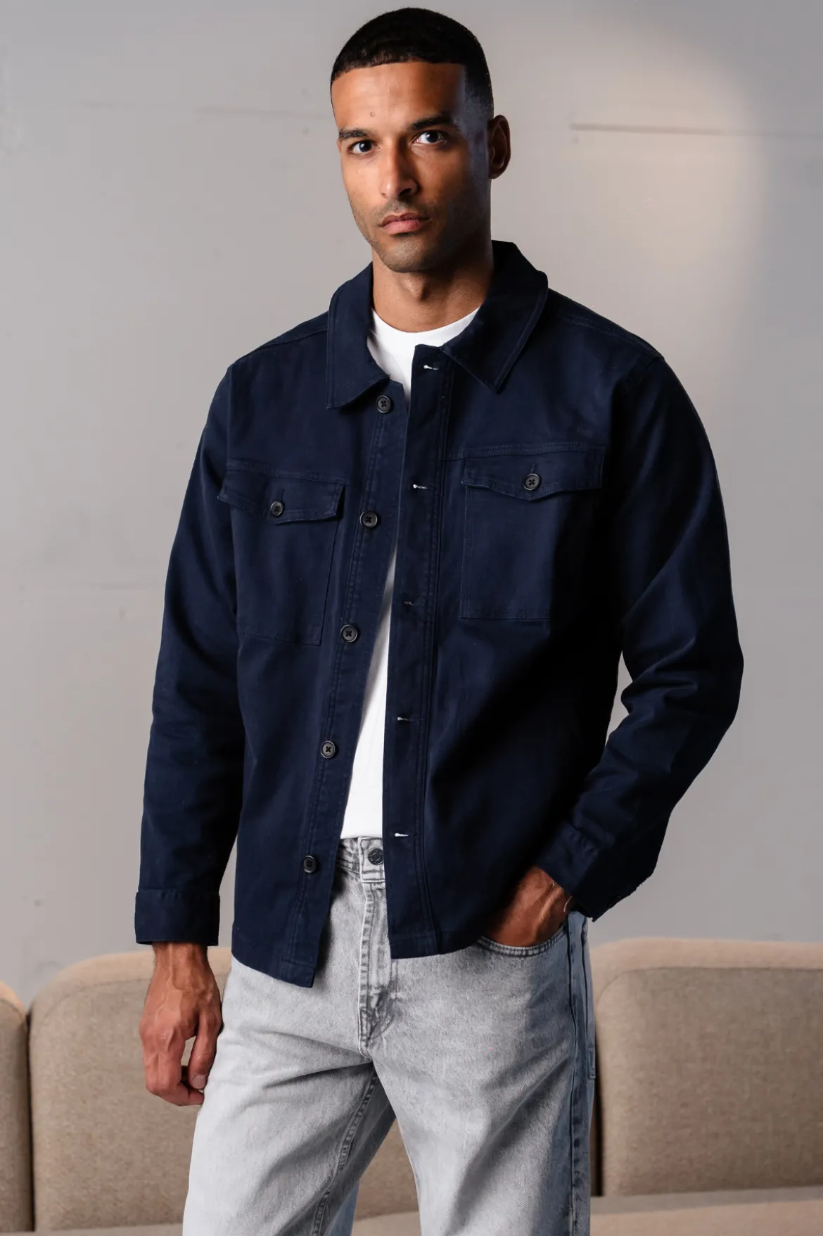 Twill Overshirt - Navy