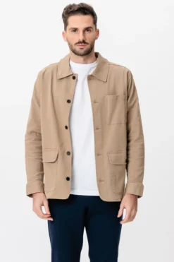Twill Skjorte Jakke - Mørk Sand