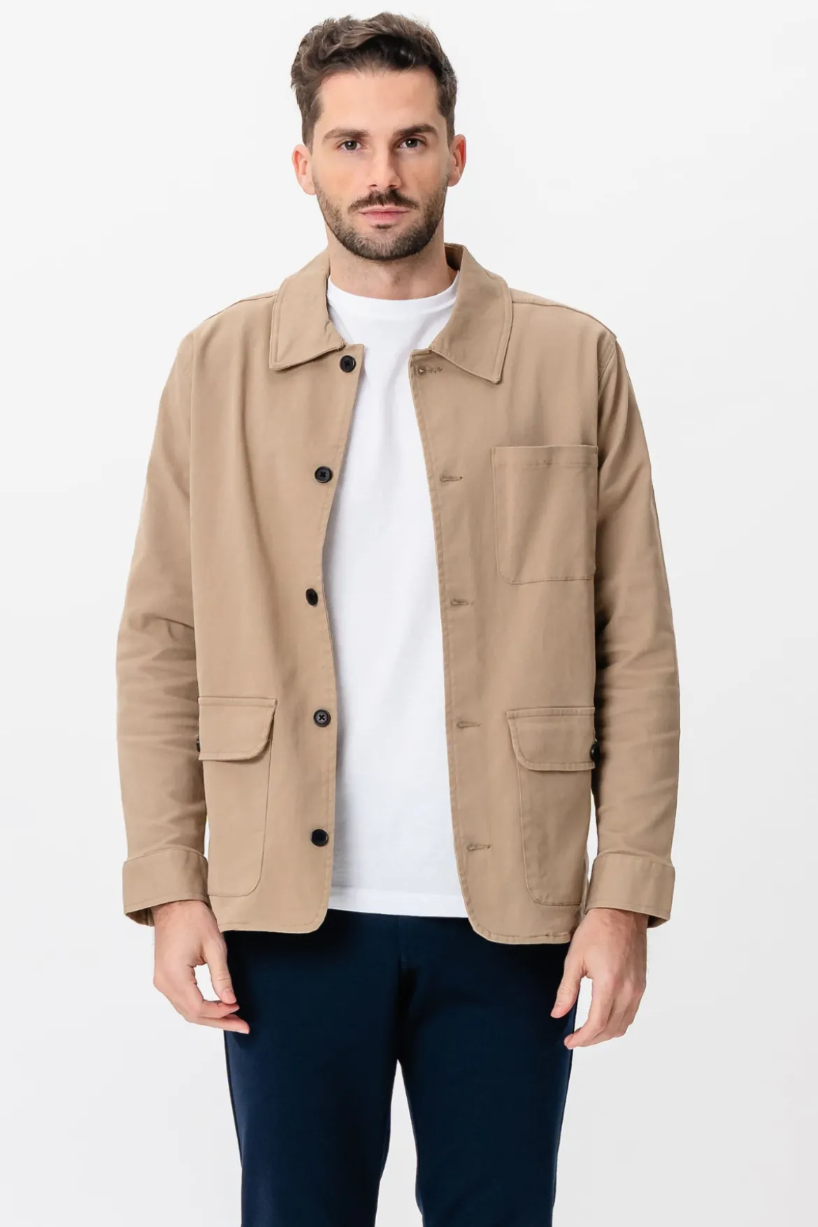 Twill Skjorte Jakke - Mørk Sand