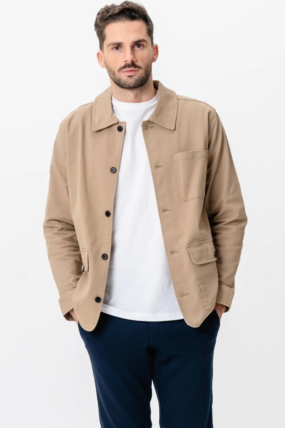 Twill Skjorte Jakke - Mørk Sand