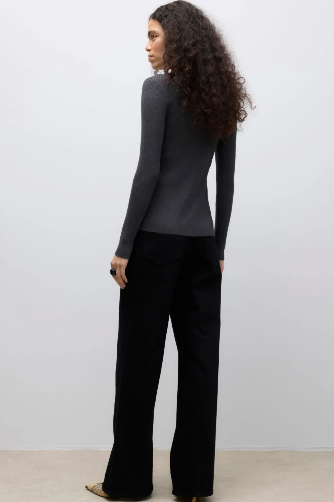 Ukino O-Neck Strik Cardigan - Mørkegrå Melange