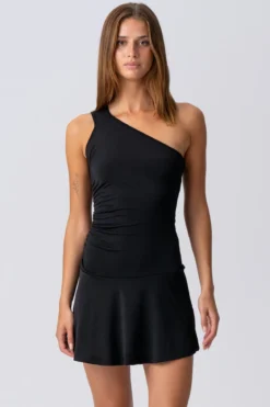 Valentina One Shoulder Dress - Sort