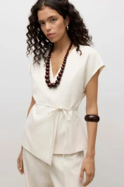 Vannah V-Neck Midi Vest - Birch