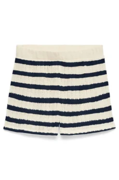 Vero Moda Freja Mid-waist Shorts - Birch Stripes - Navy Blazer