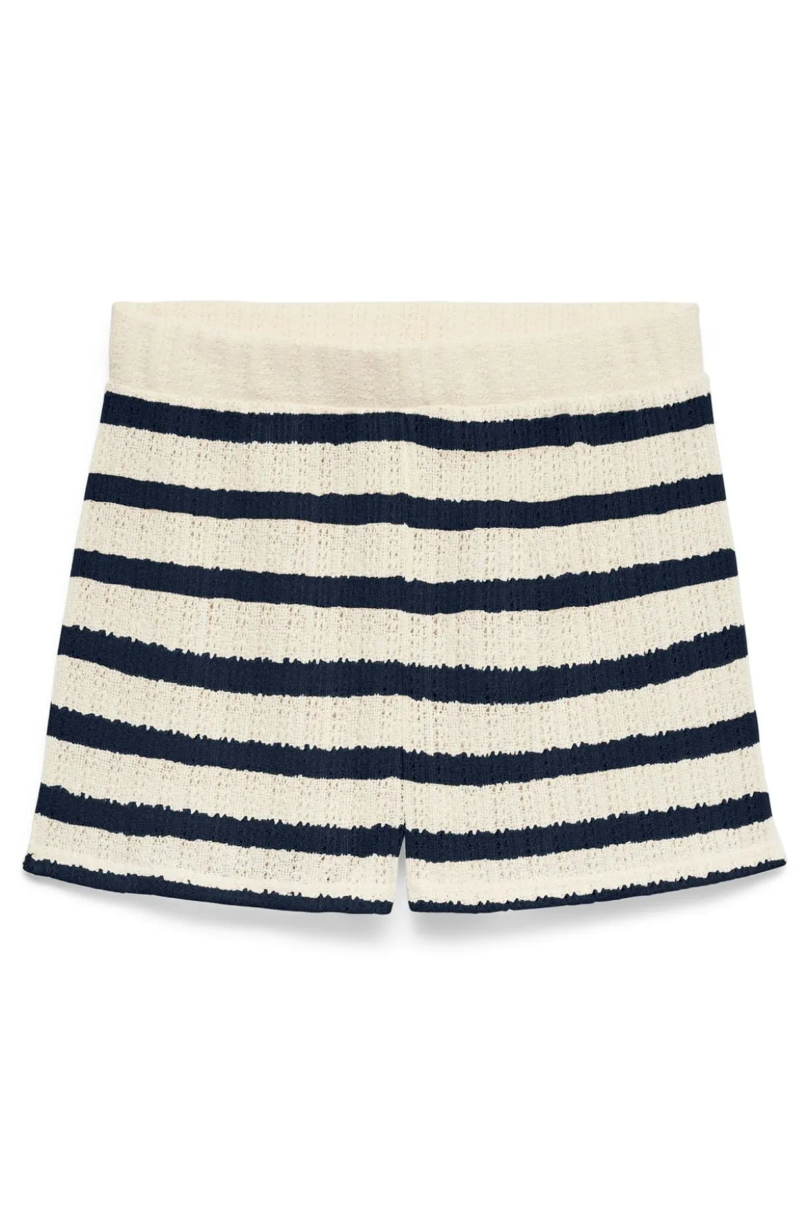 Vero Moda Freja Mid-waist Shorts - Birch Stripes - Navy Blazer
