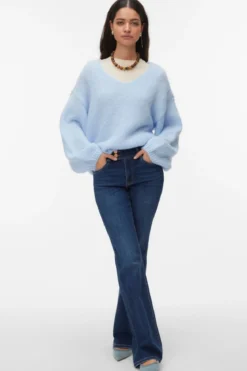 Vero Moda Maybe 2way V-Neck Pullover - Cashmere Blue