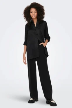 Victoria Satin Skjorte - Sort