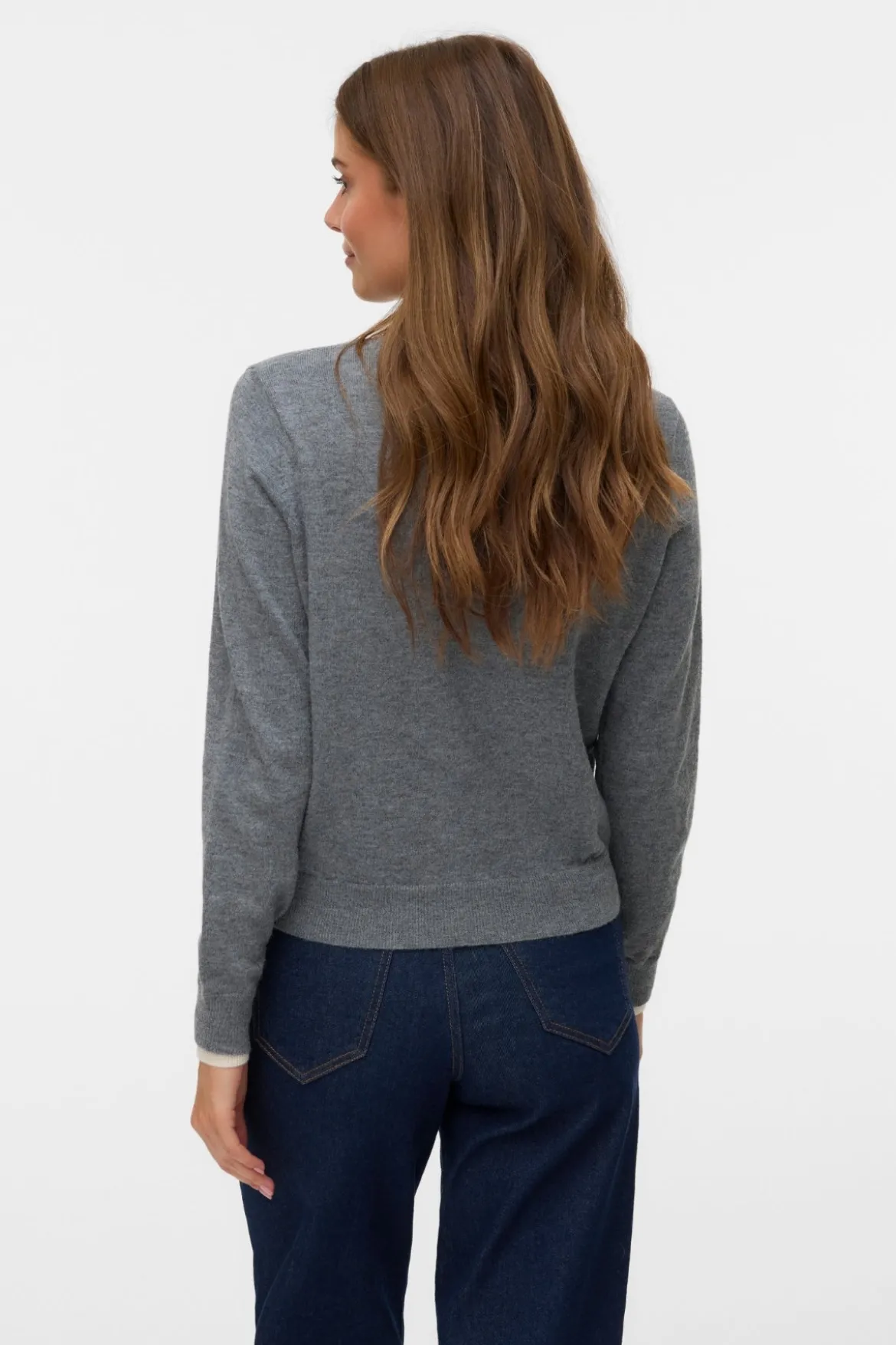 Vidunderlig O-Neck Cardigan - Medium Grey Melange m. Birch