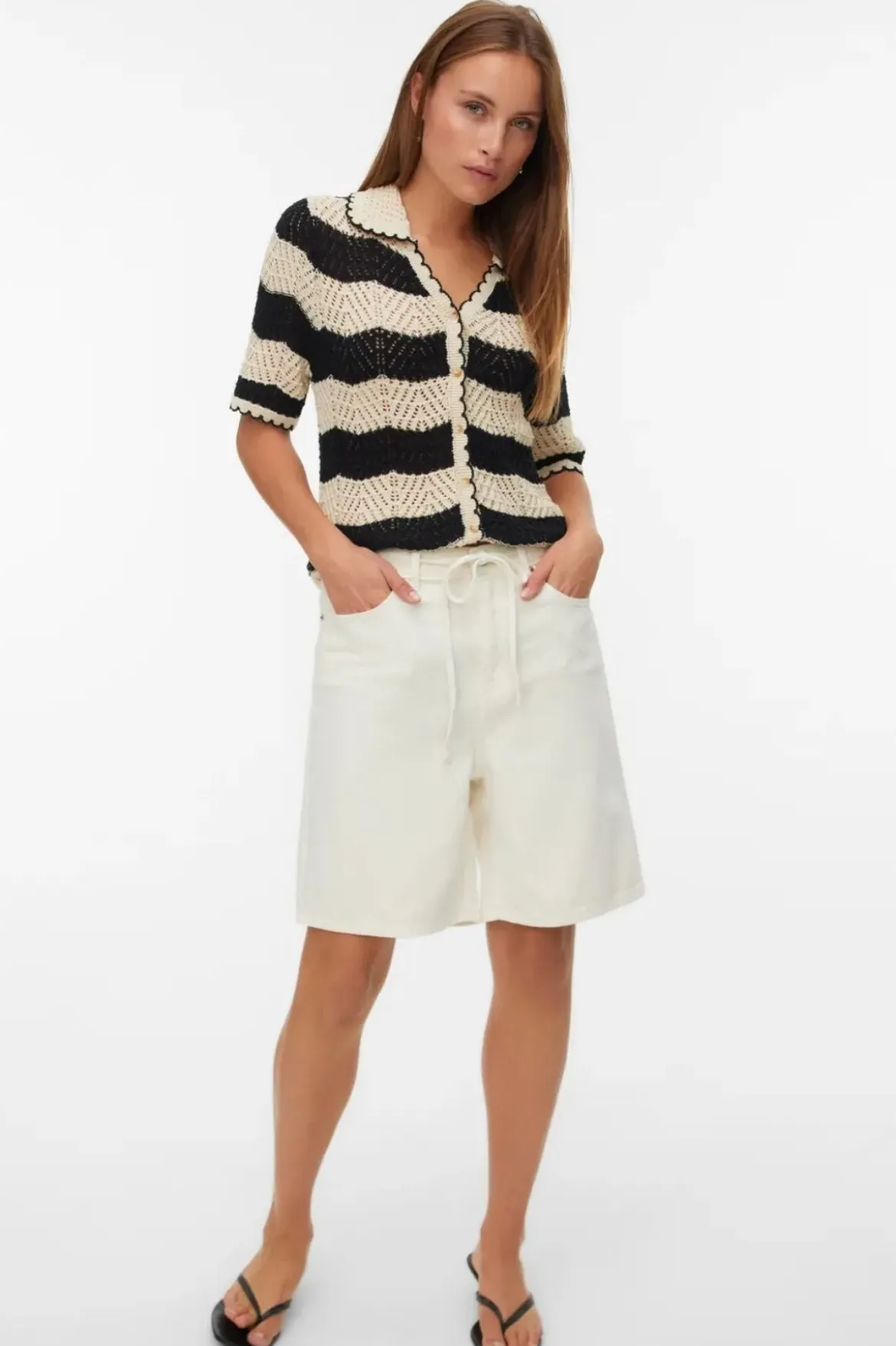 Villa Bermuda Denim Shorts - Ecru