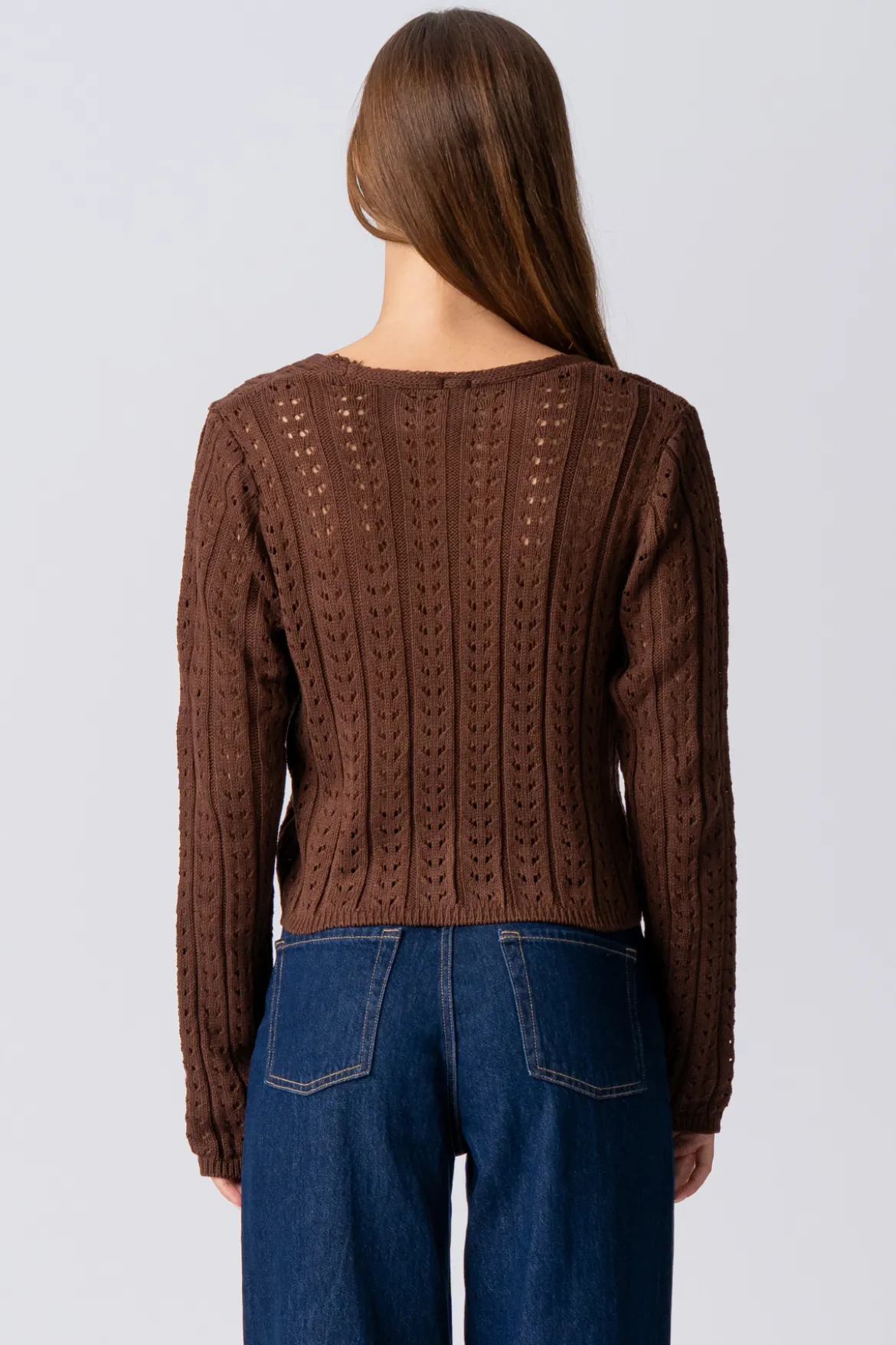 Virginia Strik Cardigan - Brun