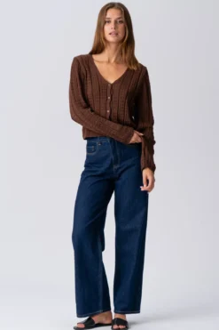 Virginia Strik Cardigan - Brun