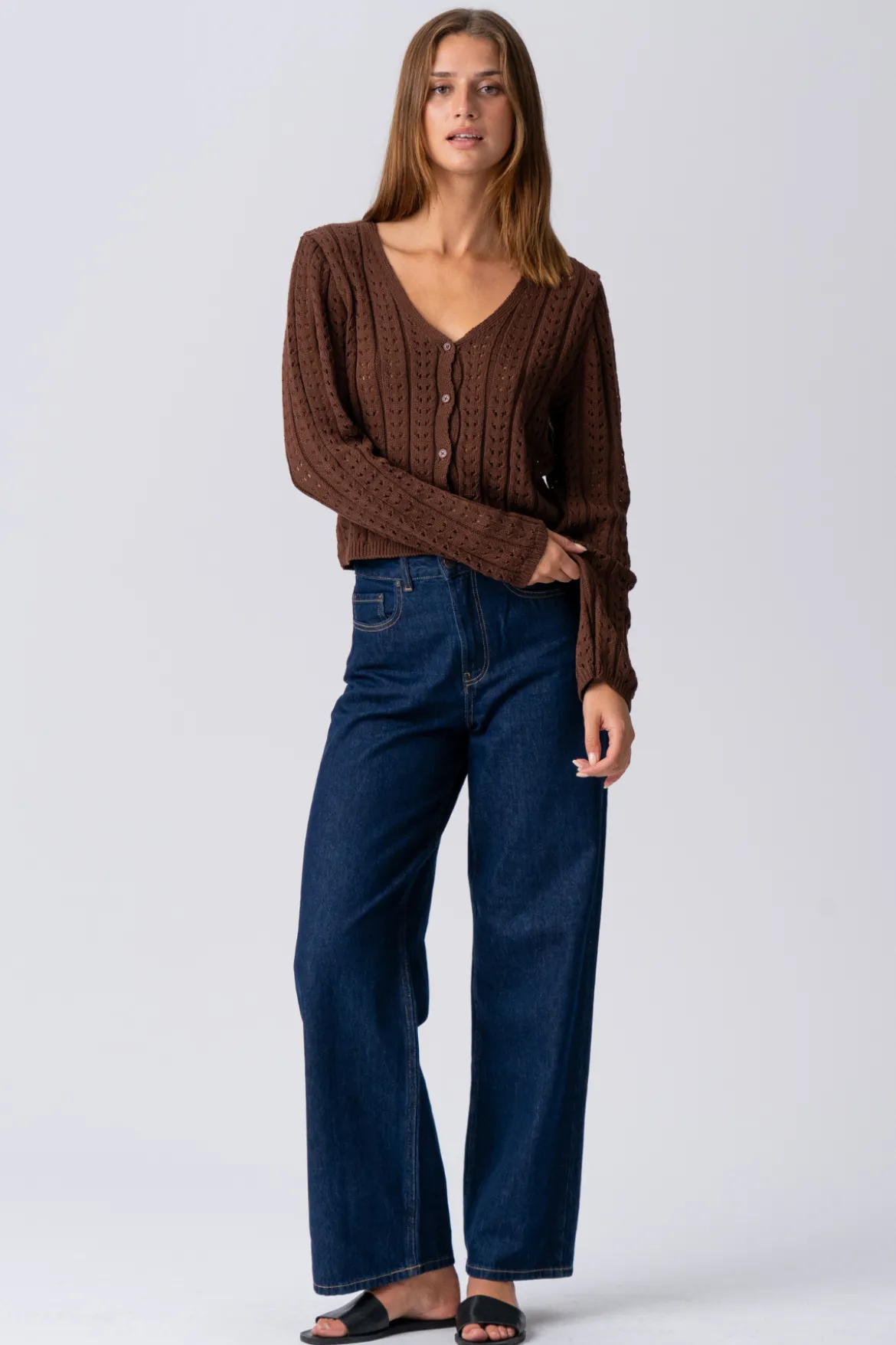 Virginia Strik Cardigan - Brun