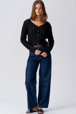 Virginia Strik Cardigan - Sort