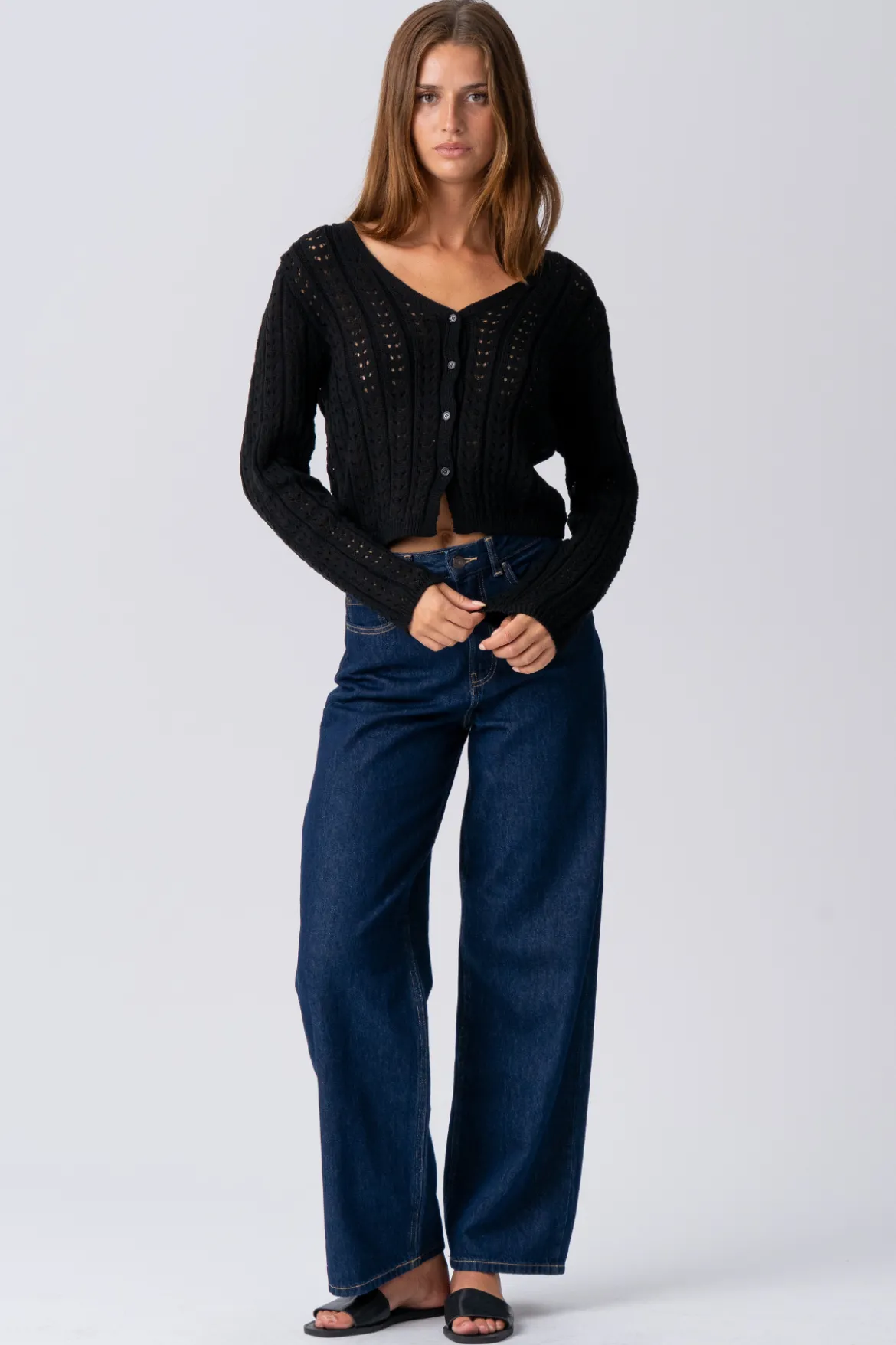 Virginia Strik Cardigan - Sort