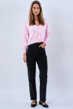 V-Neck Cardigan - Pink