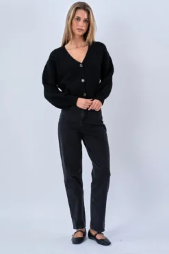 V-Neck Cardigan - Sort