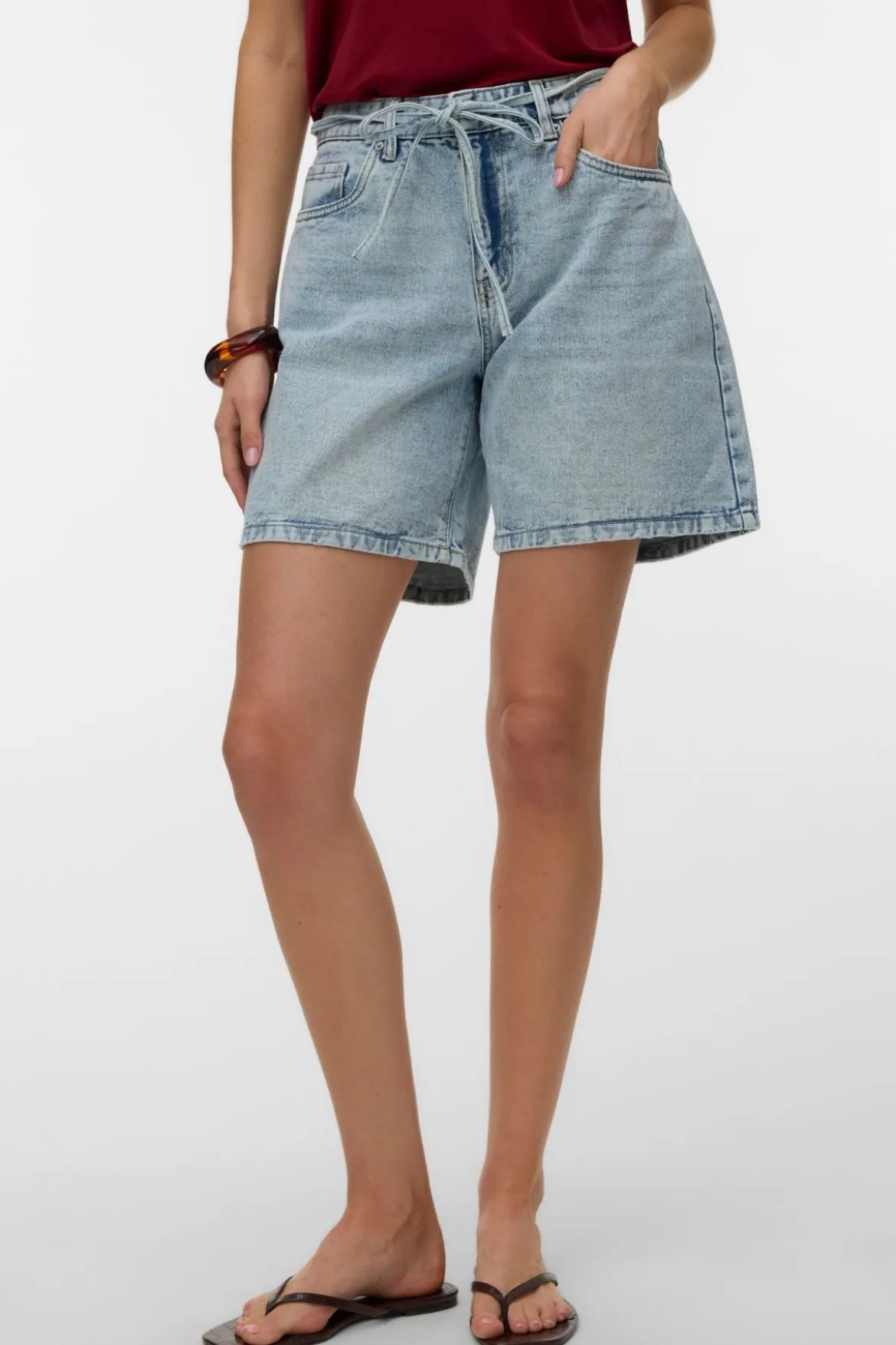 Wien Belt Shorts Mix - Light Blue Denim