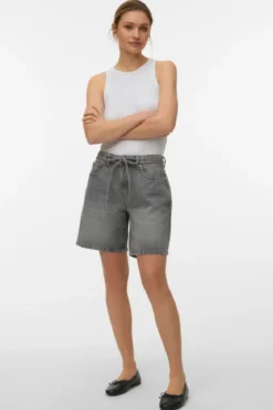 Wien Belt Shorts Mix - Light Grey Denim