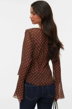 Willow Frill Top - Chocolate Martini: Snow White dot