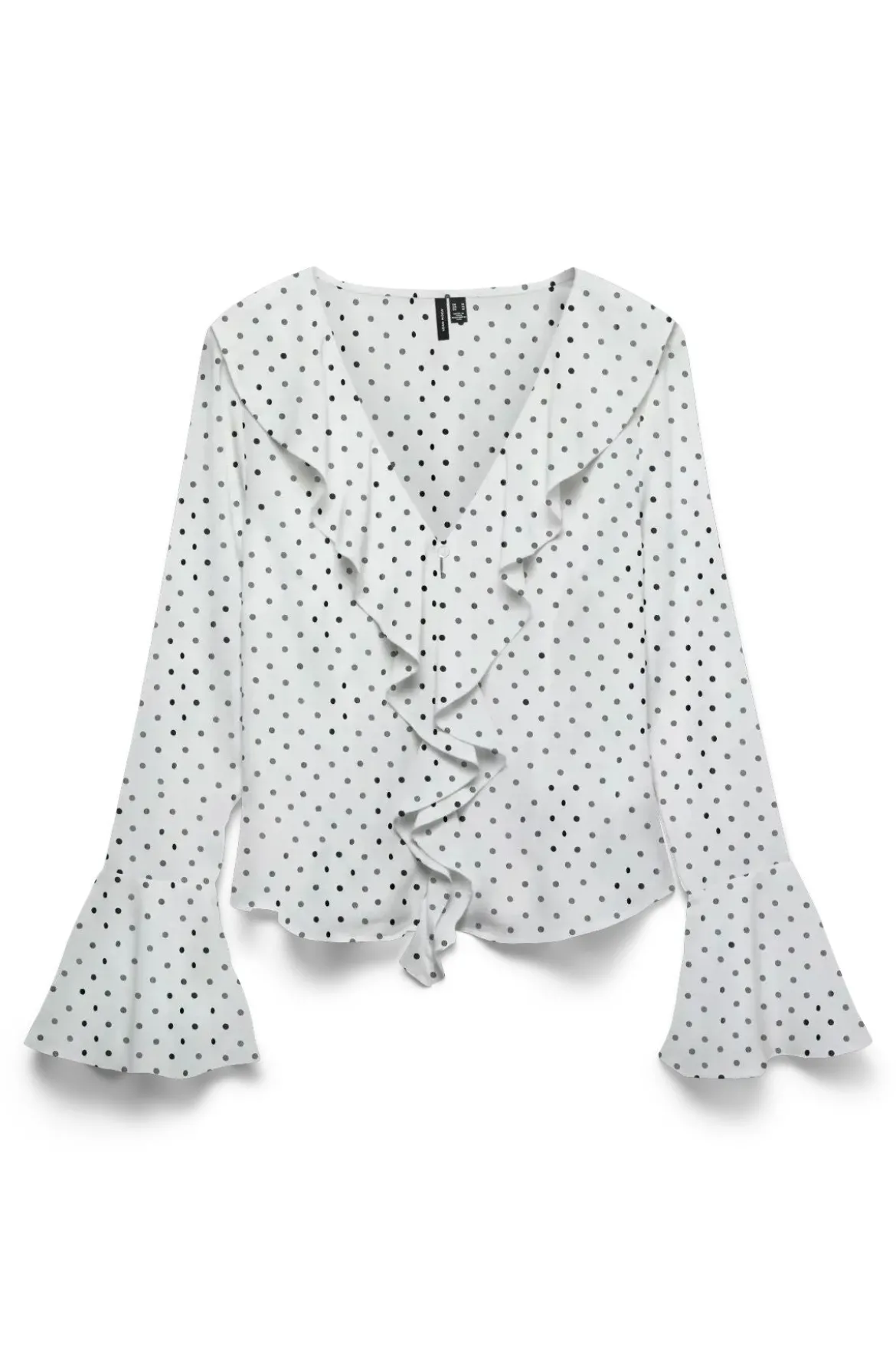 Willow Frill Top - Snow White: Sort prikket