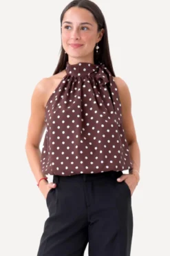 Wilma Top - Brun/Hvid