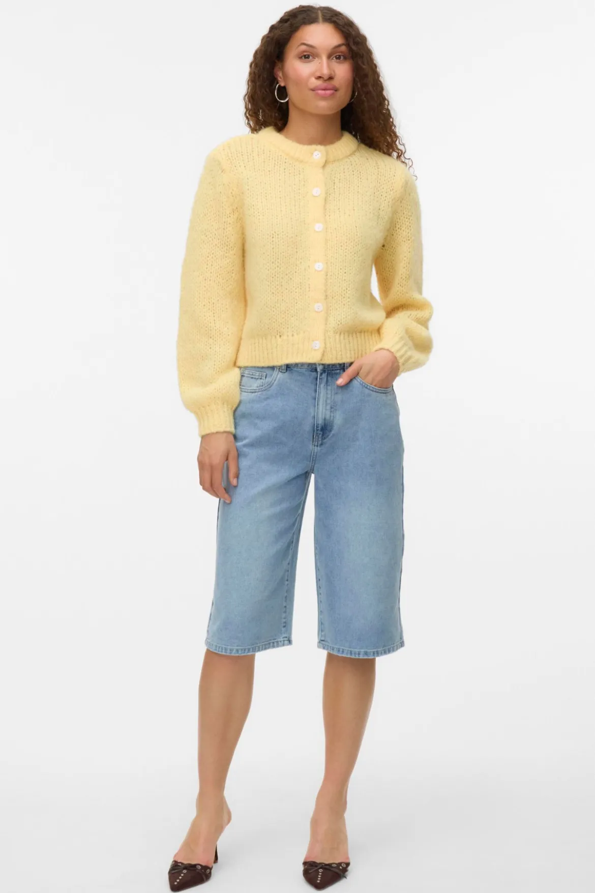 Wilo O-Neck Cardigan - Pale Banana