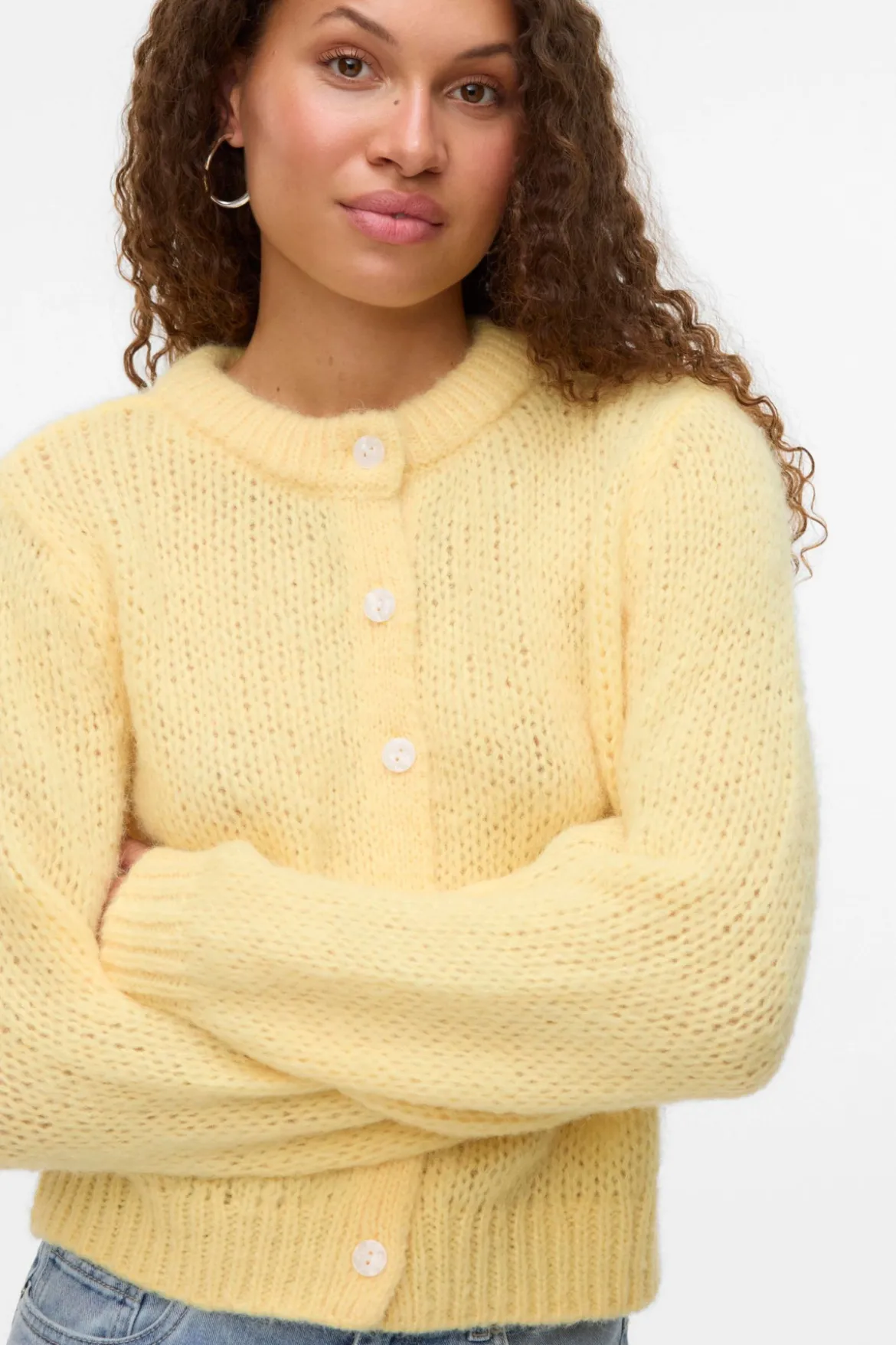 Wilo O-Neck Cardigan - Pale Banana
