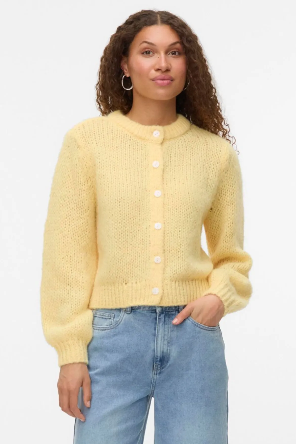 Wilo O-Neck Cardigan - Pale Banana