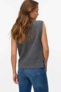 Wow Highneck Vest - Medium Grå Melange