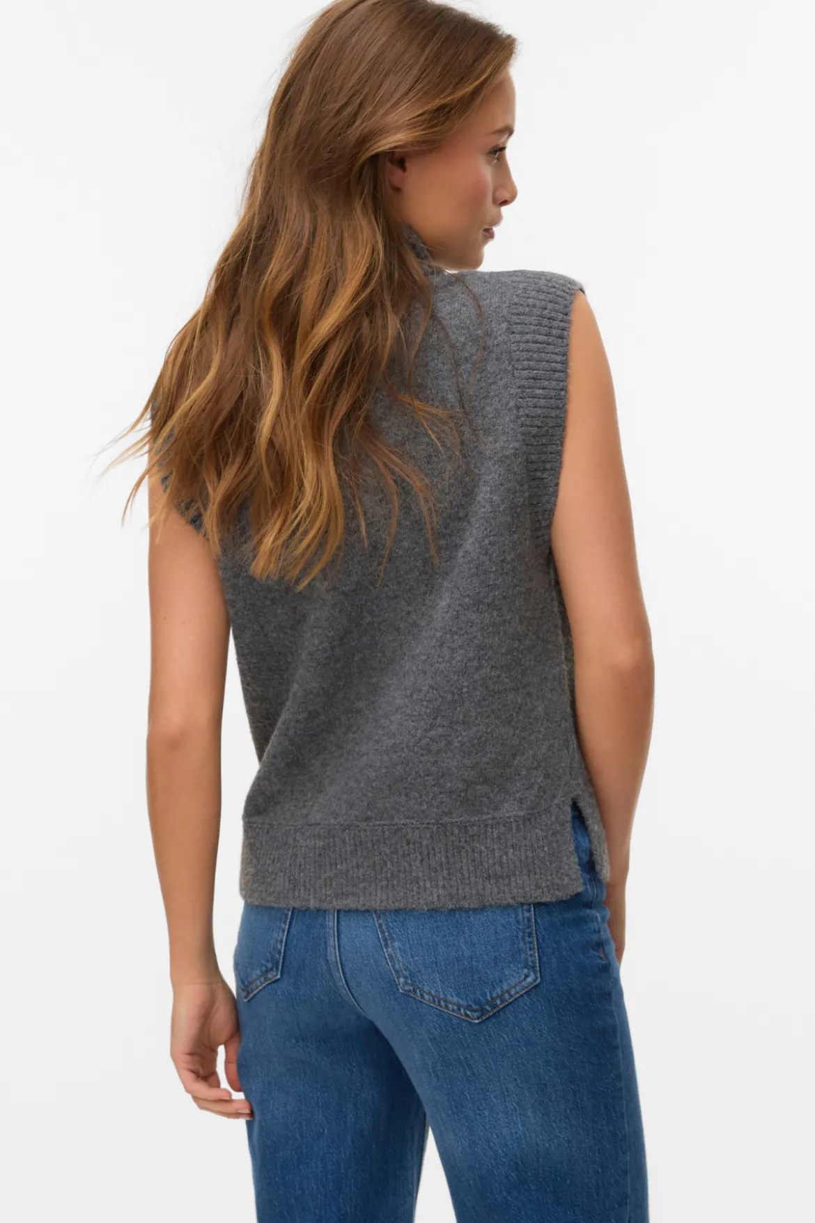 Wow Highneck Vest - Medium Grå Melange