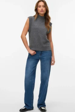 Wow Highneck Vest - Medium Grå Melange