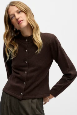 Zari Strik Cardigan - Seal Brown Melange