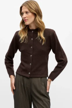 Zari Strik Cardigan - Seal Brown Melange