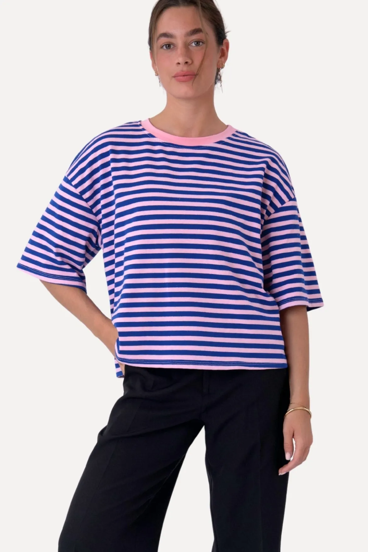 Zoe T-shirt - Blå/Lys Pink