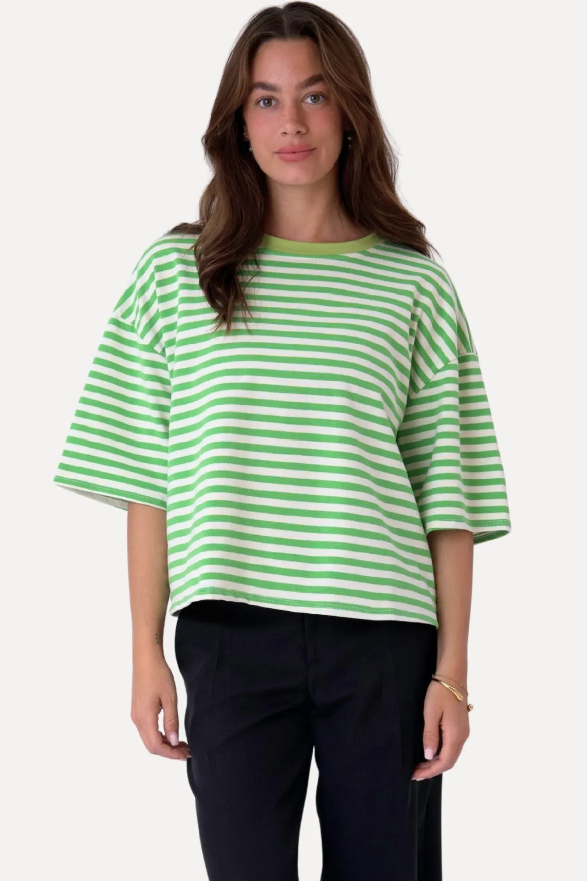 Zoe T-shirt - Grøn/Hvid