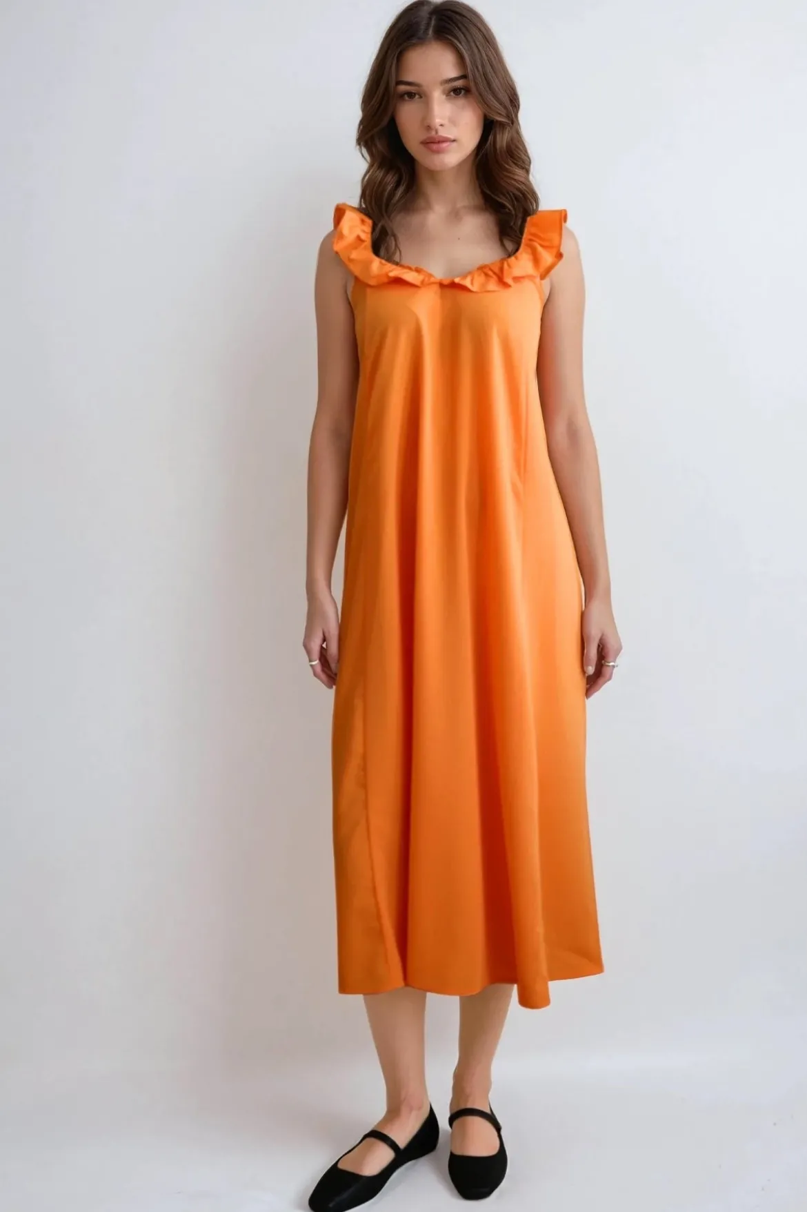 Zora Midi Kjole - Sun Orange