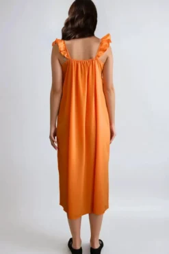 Zora Midi Kjole - Sun Orange