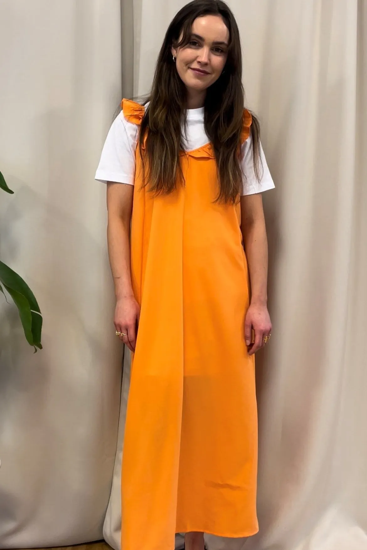 Zora Midi Kjole - Sun Orange